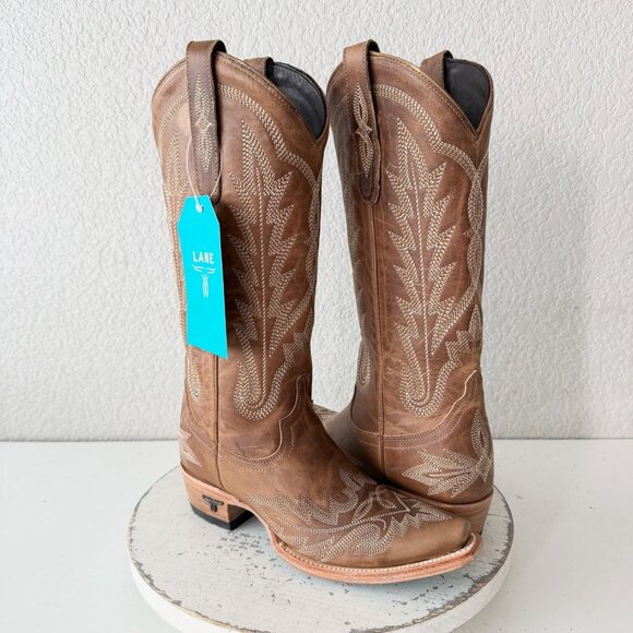 Lane LEXINGTON Womens Cowboy Boots Size 5.5 Brown Western Cowgirl Mid Calf Tall - Picture 11 of 11